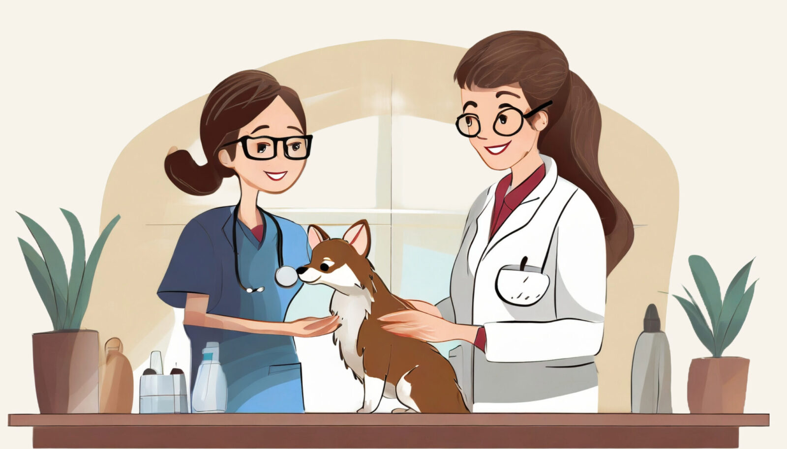 veterinary employee receiving feedback