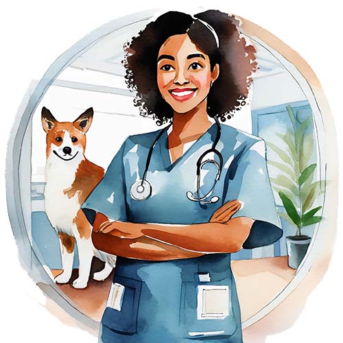 female veterinary leader satisfied with her practice