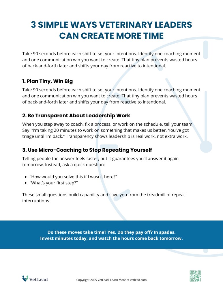 3 Ways Veterinary Leaders Can Create More Time - VetLead