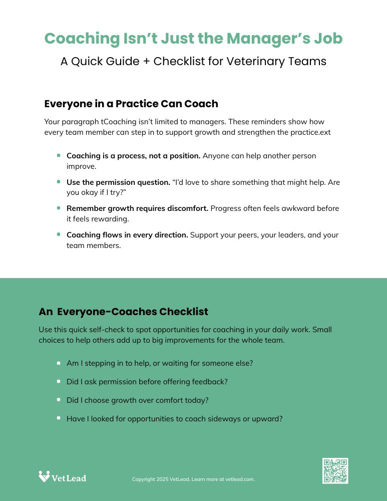Coaching Not Just the Manager’s Job - VetLead Coaching Not Just the Manager’s Job - VetLead