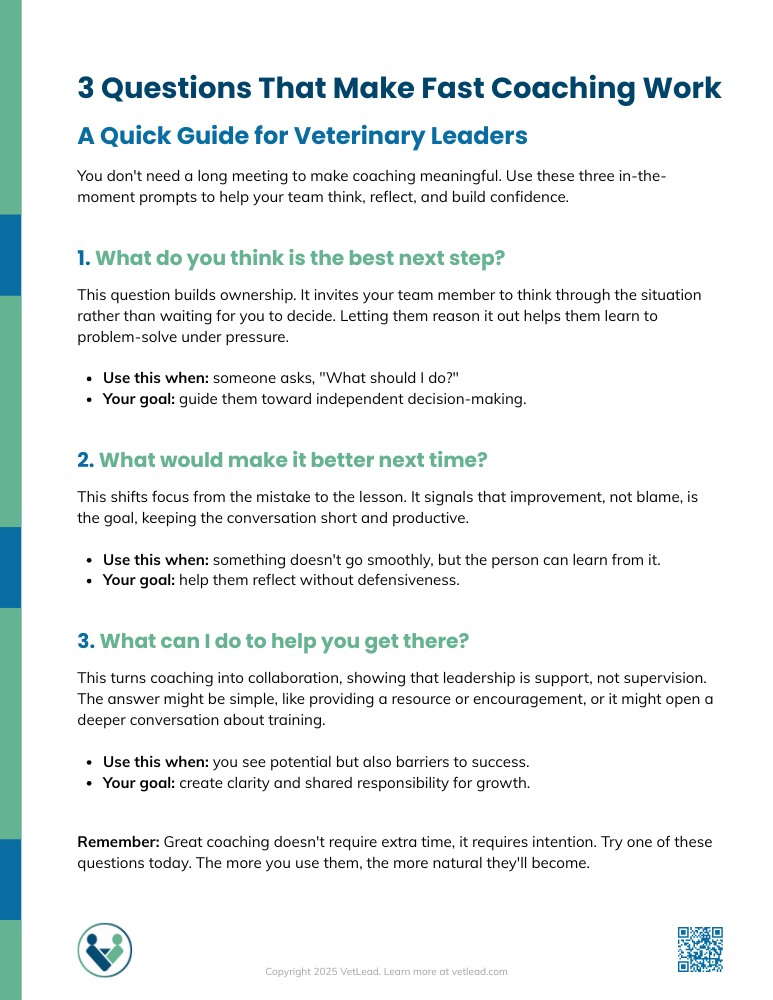 3 Questions That Make Fast Coaching Work - VetLead